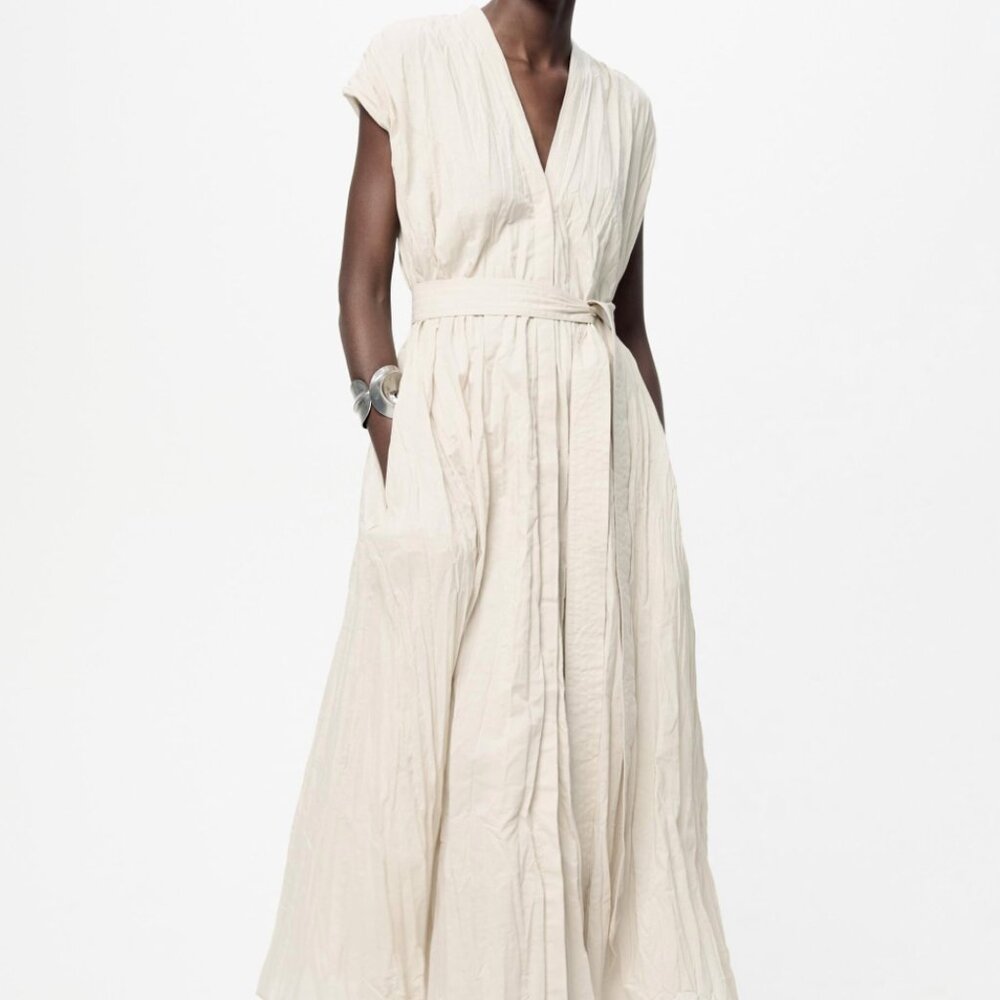 ZARA ZW COLLECTION BELTED WRINKLED DRESS